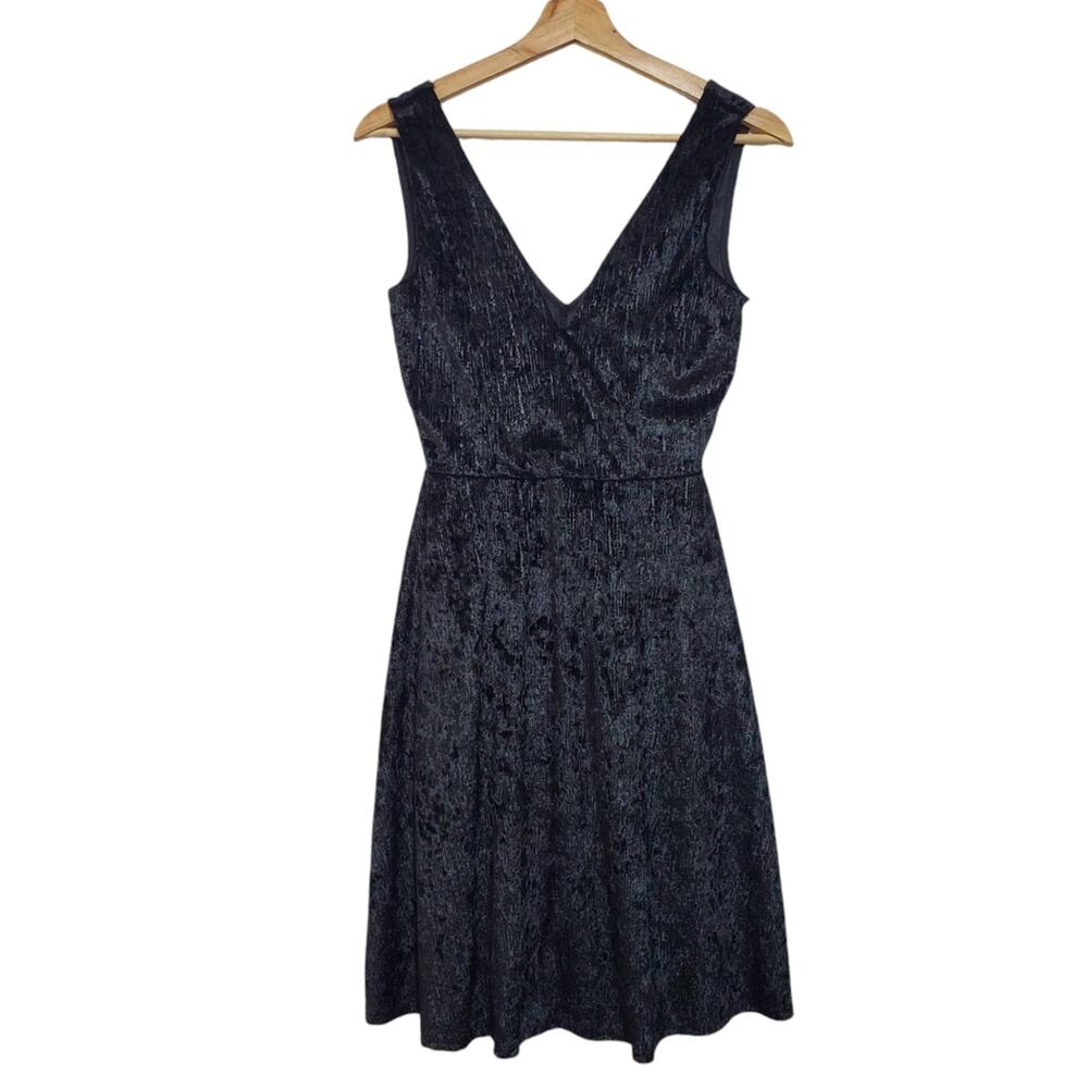 Belinda | Textured Patterned Soft Velour Fit and Flare V-Neck Dress